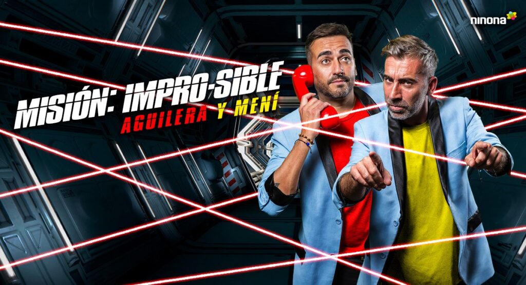 Cartel del espectáculo de humor Misión Impro-sible de Aguilera y Mení