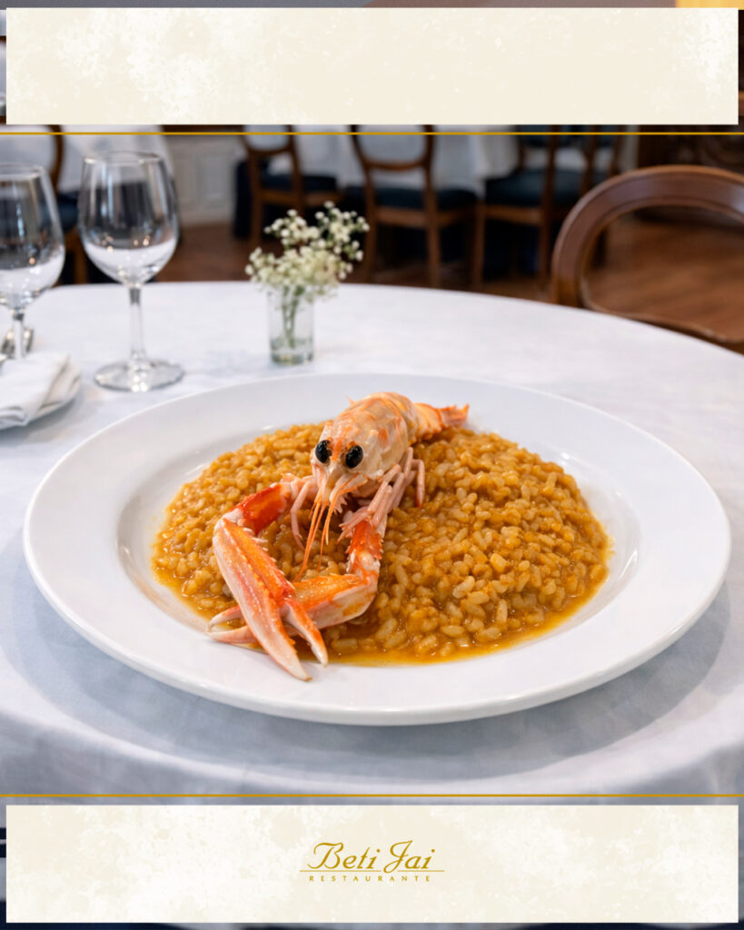Arroz con bogavante plato del Restaurante Beti-Jai de Aoiz