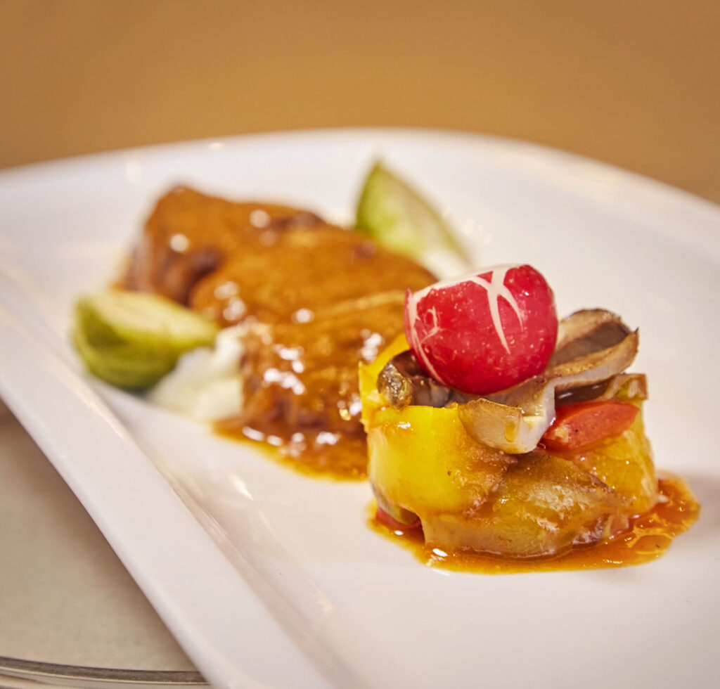 Plato gastronomia Restaurante Palacio Castillo de Gorraiz