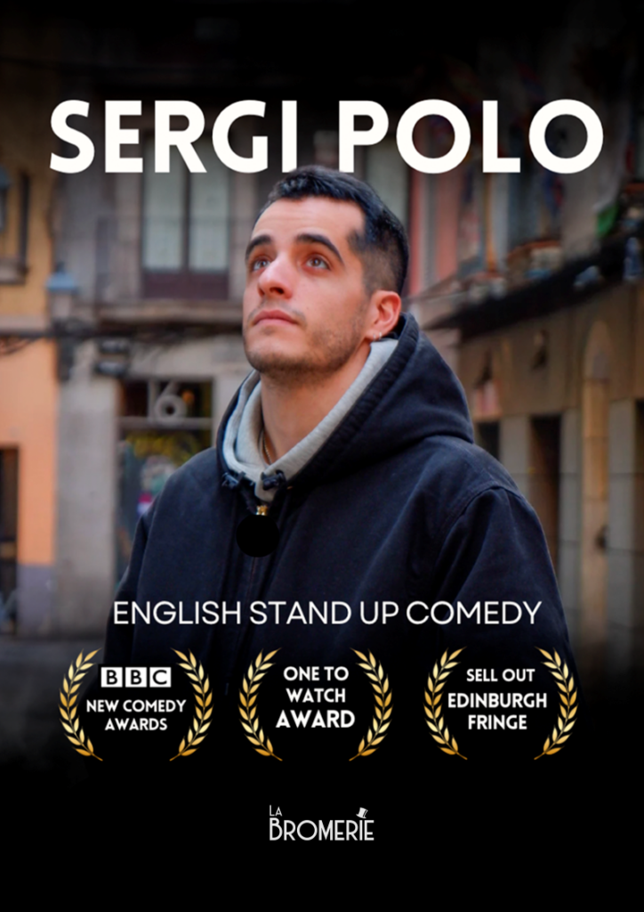 Cartel actuación Sergio Polo en la obra english stand up comedy
