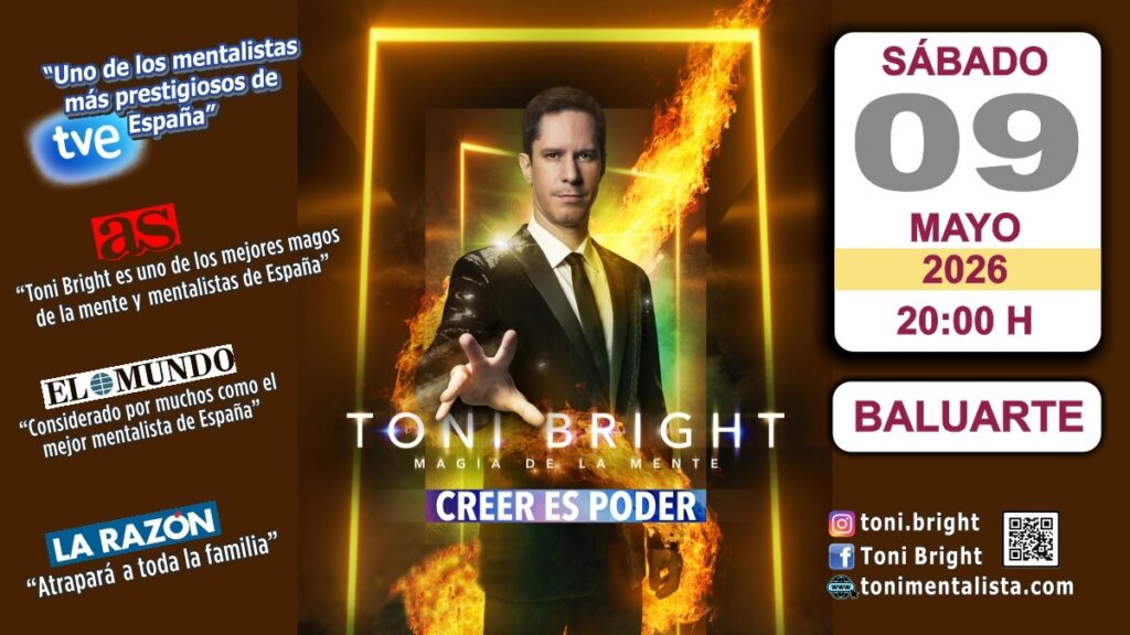 Cartel publicitario de la actuación del mago Toni Bright