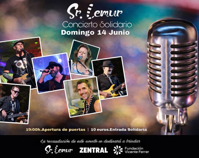 Cartel Concierto Solidario con fotografías del elenco de músicos y cantantes.