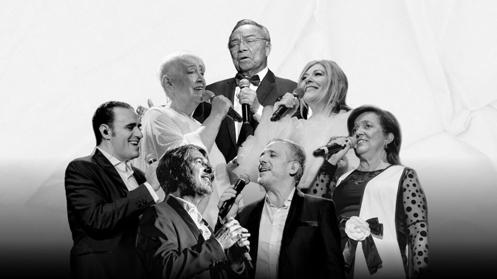 integrantes de mocedades y los panchos cantando