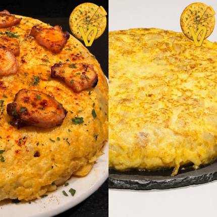 Tortilla de patata y tortilla con pulpo a la Navarra del Bar Rest. Yoldi de pamplona